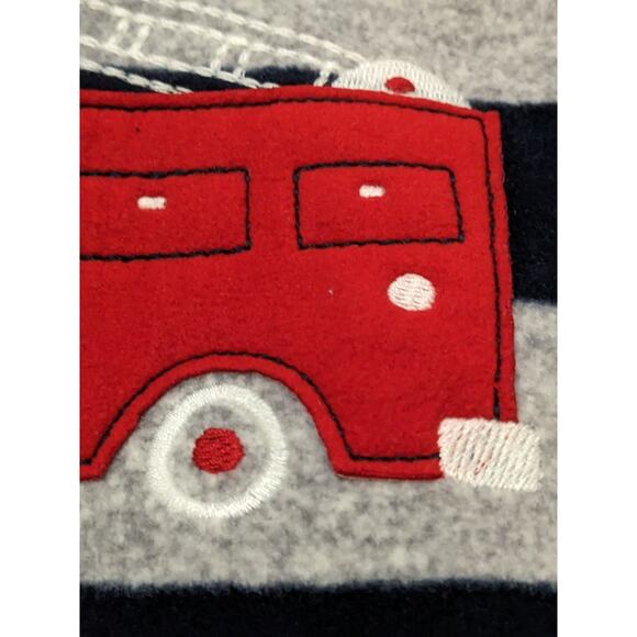 Carter’s 24 Month Red Fire Truck Footed Fleece Sleeper 2 way Zip Gray Oekotex - Picture 2 of 5
